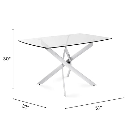 Victor Glass Dining Table – Modern Condo-Size Table with Chrome Base