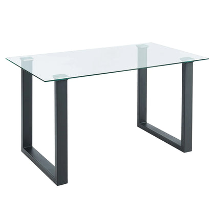 Franco/Silvano 5pc Glass Dining Table Set with Black Metal Frame Table