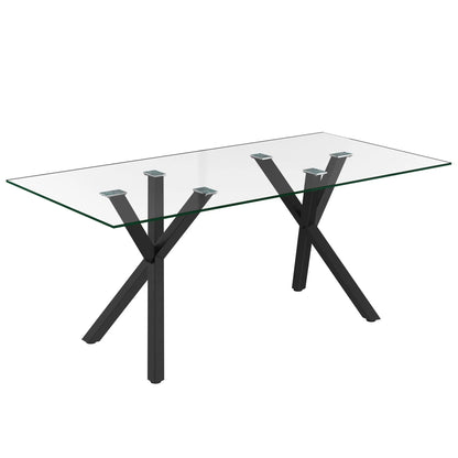 Stark/Venice 7pc Glass Dining Table Set With Black Table