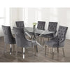 Dining table set with grey tufted chairs 