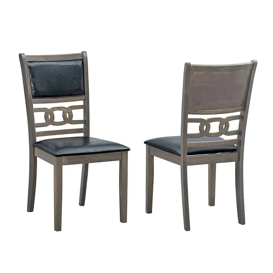 grey dining chairs with black leather seats 