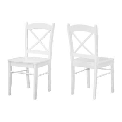 White Wooden Dining Chairs with Cross Back Design– 2pcs
