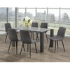 Dining table set with six grey PU chairs 