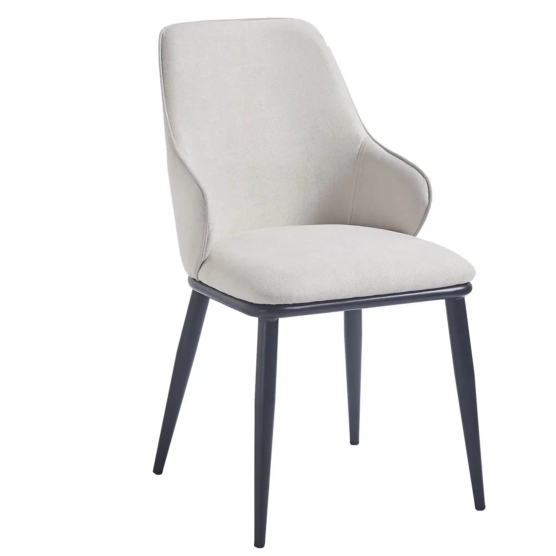 Beige chair with black legs on a white background
