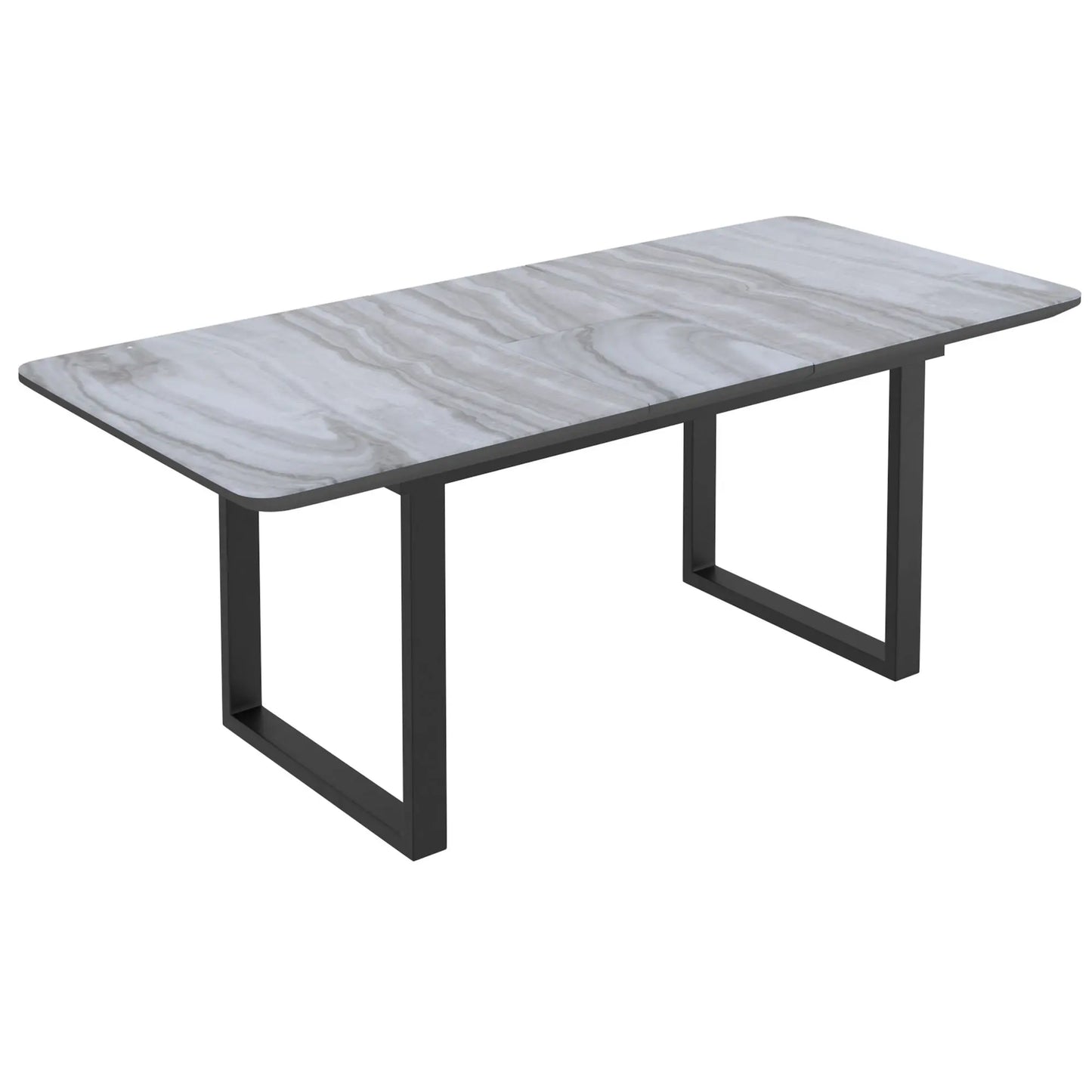 Gavin/Cortez 7pc Marble Dining Table Set With Black Glass Table