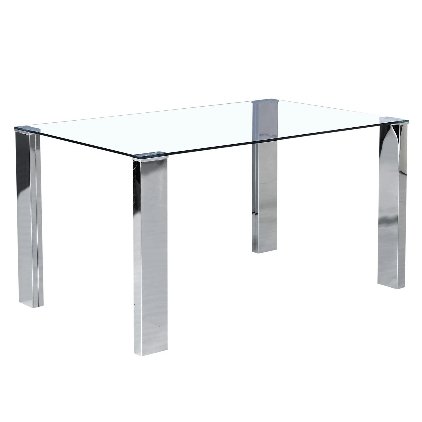 Frankfurt/Maxim 5pc Glass Dining Table Set – Chrome Frame Table