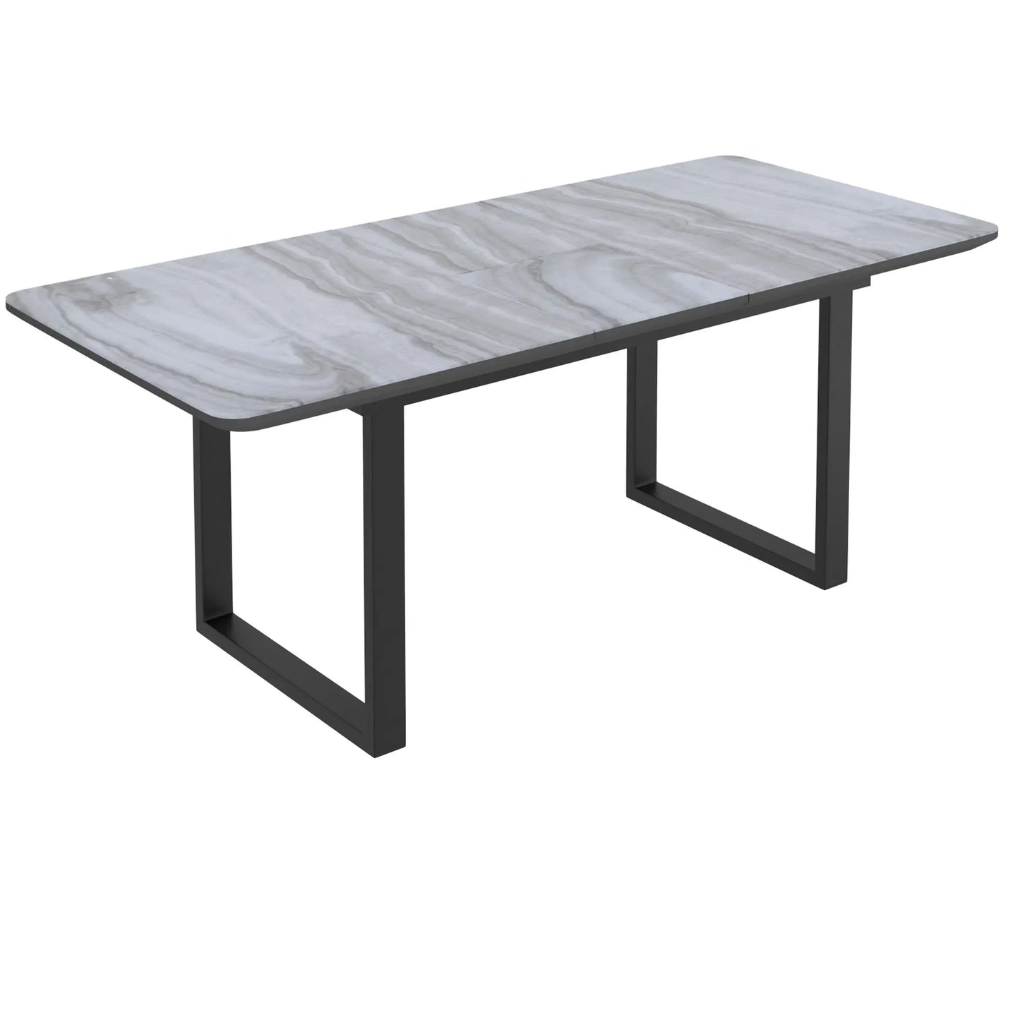 Gavin/Silvano Black Dining Table Set 7pc – Marble Glass Top Table