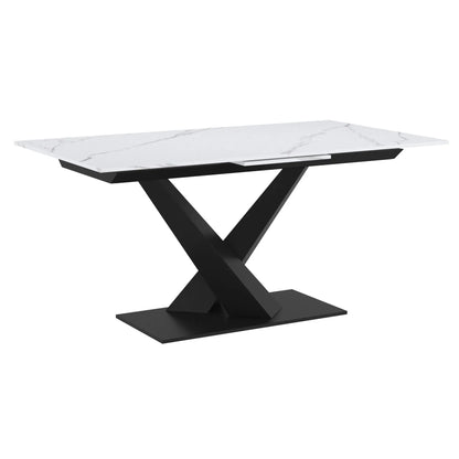 Julius/Signy 7pc White Sintered Stone Dining Set – Extendable Table