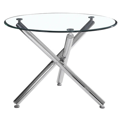 Solara/Maxim 5pc Glass Dining Table Set With Black Faux Leather Chairs