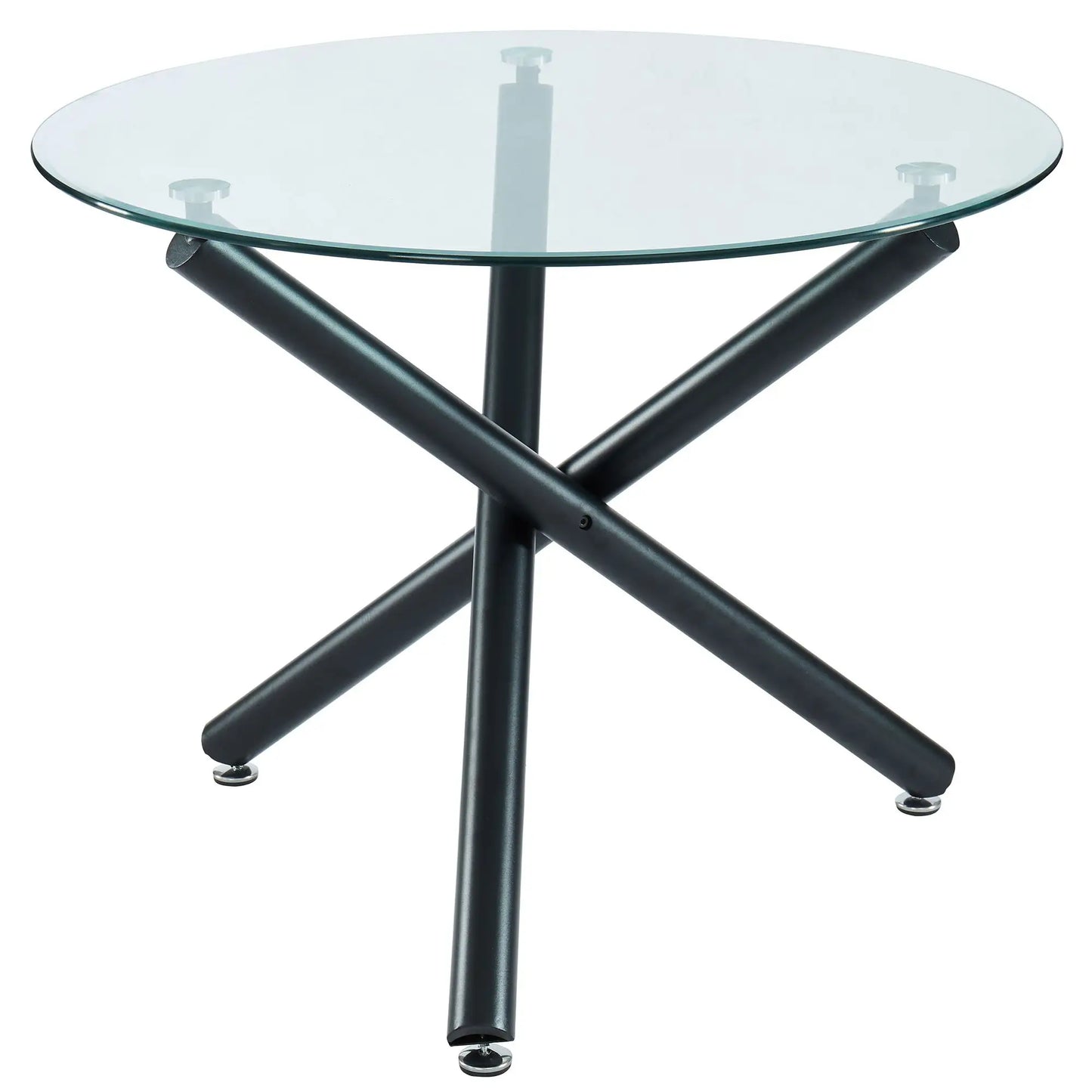 Suzette/Hudson 5pc Glass Dining Set With Modern Black Table