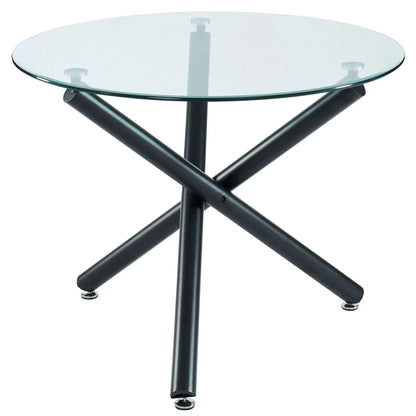Suzette/Hudson 5pc Glass Dining Set With Modern Black Table