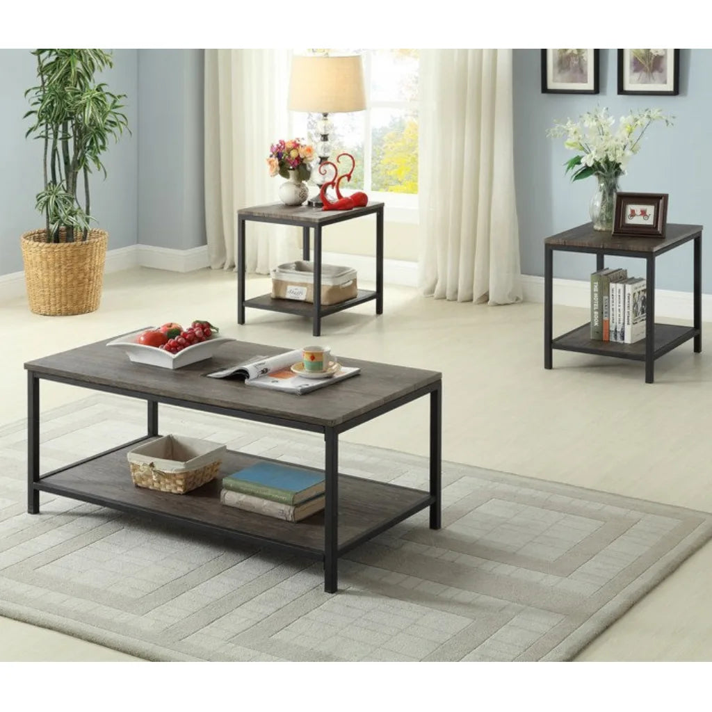Distressed Wood Coffee Table Set