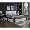 White Double Bed with Storage Drawers and LED Lights