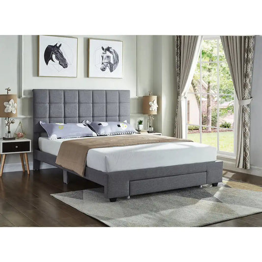 Double Bed with Tufted Headboard