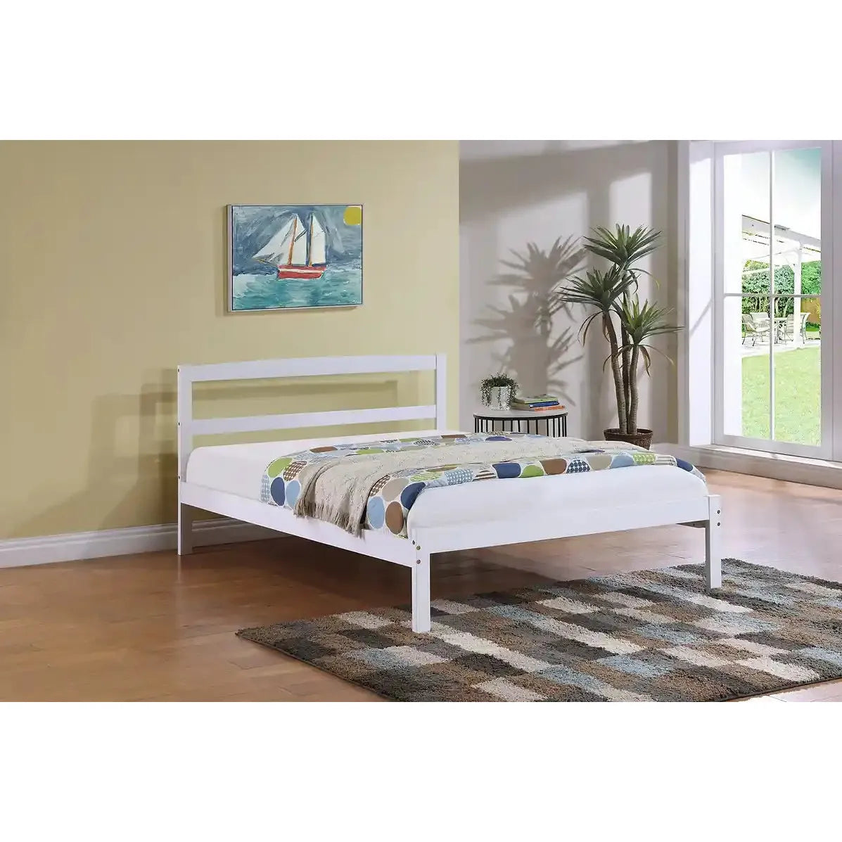 Double White Mission Style Double Bed 