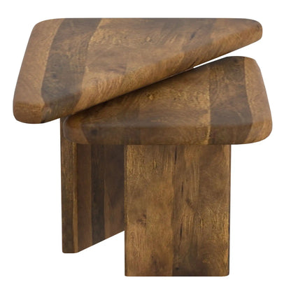Draco 2pc Solid Wood Coffee Table Set - Nesting Triangular Tables