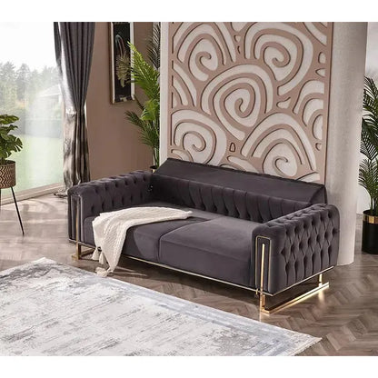 DREAMS Sofa Set with Stainless Steel Legs and Convertible Bed