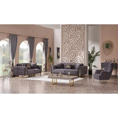 DREAMS Sofa Set with Stainless Steel Legs and Convertible Bed