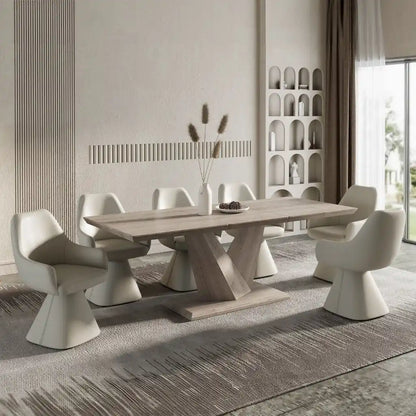 Eclipse/Caprese 7pc Modern Dining Table Set with Butterfly Leaf Table