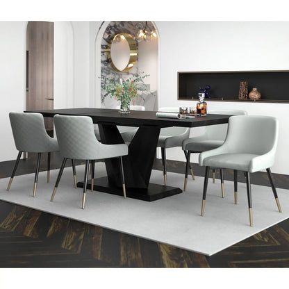 Eclipse/Xander 7pc Black Dining Table Set with Faux Leather Chairs