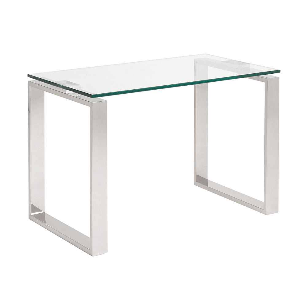 Elegant Glass Nesting Coffee Tables – Polished Steel Base (Set of 2)