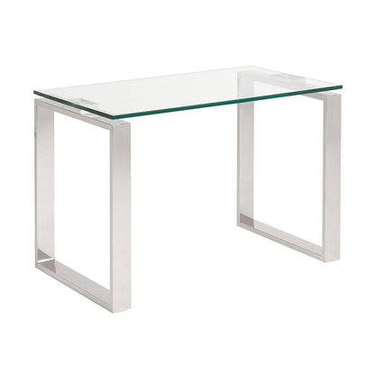 Elegant Glass Nesting Coffee Tables – Polished Steel Base (Set of 2)