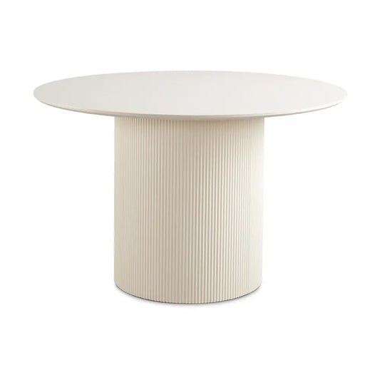 Elegant Harmony Round Dining Room Table with Ivory Oak Veneer Top