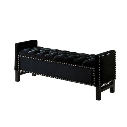 Black tufted bench with nailhead trim 