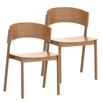 Elias Mid-Century Modern Dining Chairs, Set of 2 – Solid Oak with Curved Back