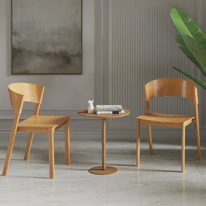 Elias Mid-Century Modern Dining Chairs, Set of 2 – Solid Oak with Curved Back
