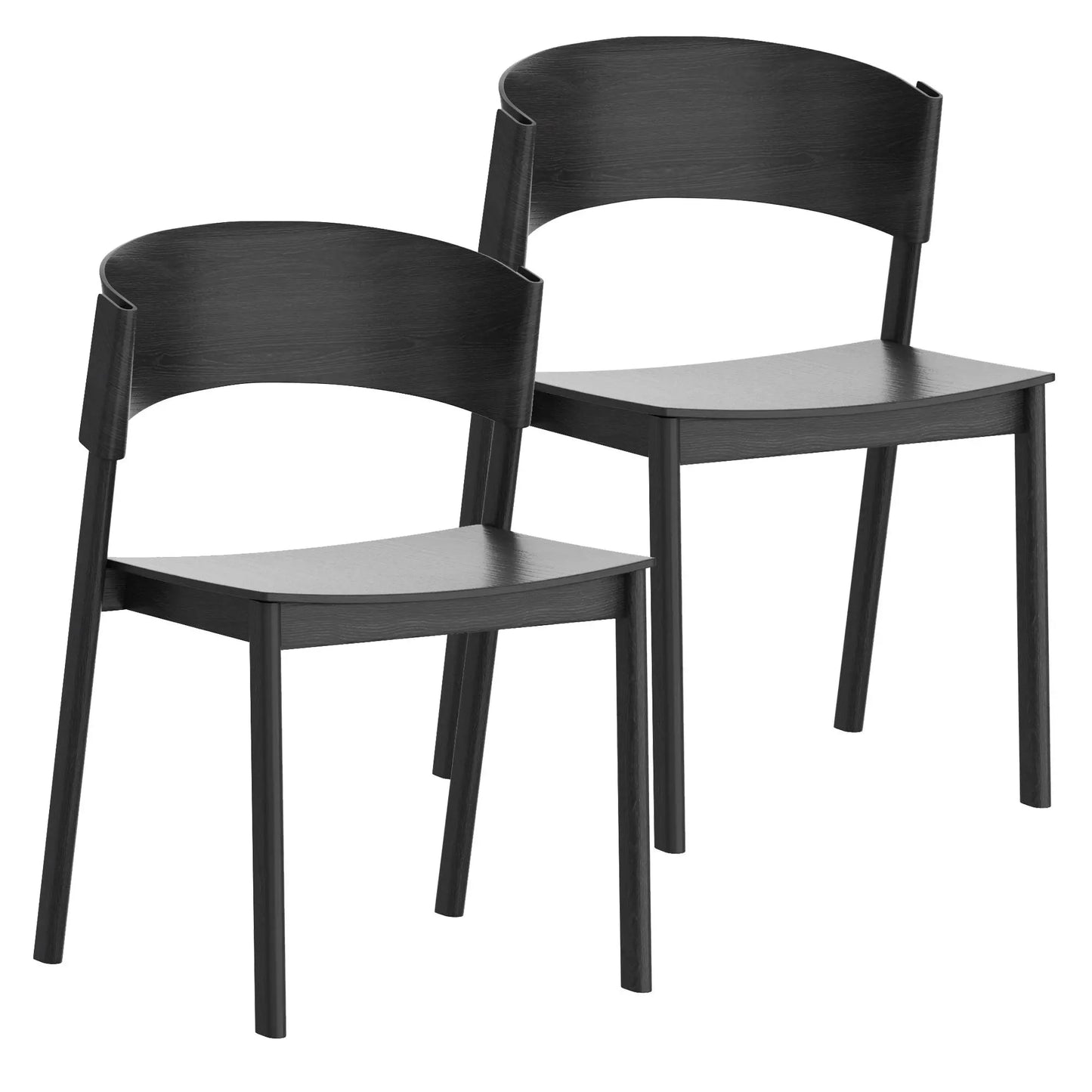 Elias Mid-Century Modern Dining Chairs, Set of 2 – Solid Oak with Curved Back