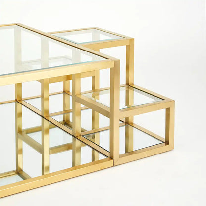 Elmore Luxurious Gold Metal and Glass Coffee Table
