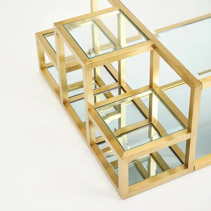 Elmore Luxurious Gold Metal and Glass Coffee Table