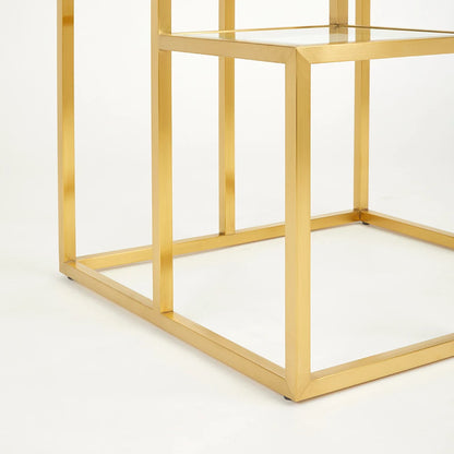 Elmore Gold Metal End Table with Tempered Glass Top - For Living Room