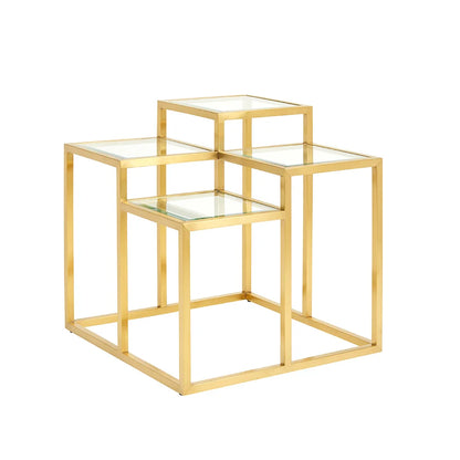 Elmore Gold Metal End Table with Tempered Glass Top - For Living Room