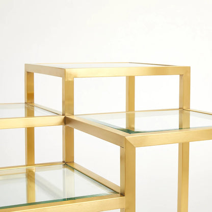 Elmore Gold Metal End Table with Tempered Glass Top - For Living Room