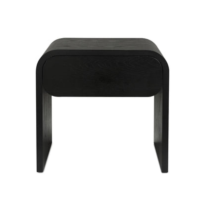 Elvis Black Nightstand With Drawer,  U‑Shaped Design