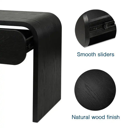Elvis Black Nightstand With Drawer,  U‑Shaped Design