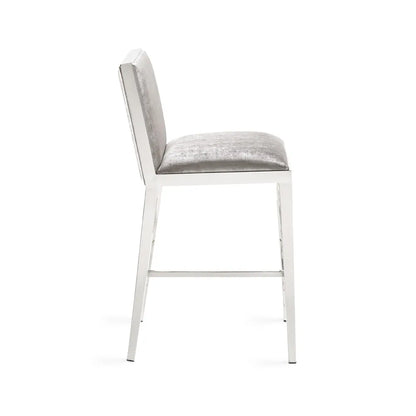 Emario Grey Velvet Counter Stool – Commercial Grade Seating