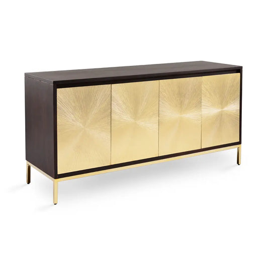 Embassy Mango Wood Sideboard with Gold Cladded Storage Cabinet