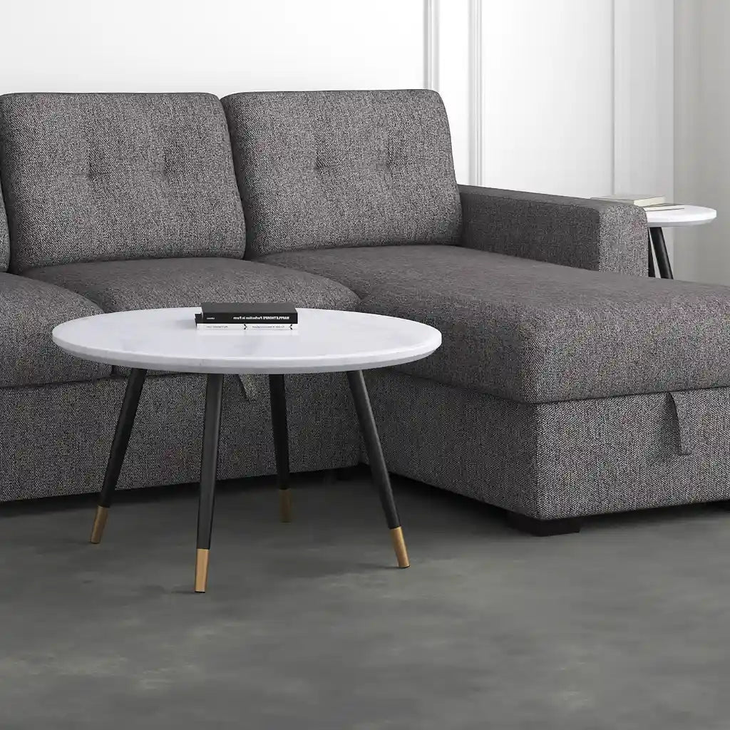 Emery Faux Marble Coffee Table – Modern Round or Rectangular Design