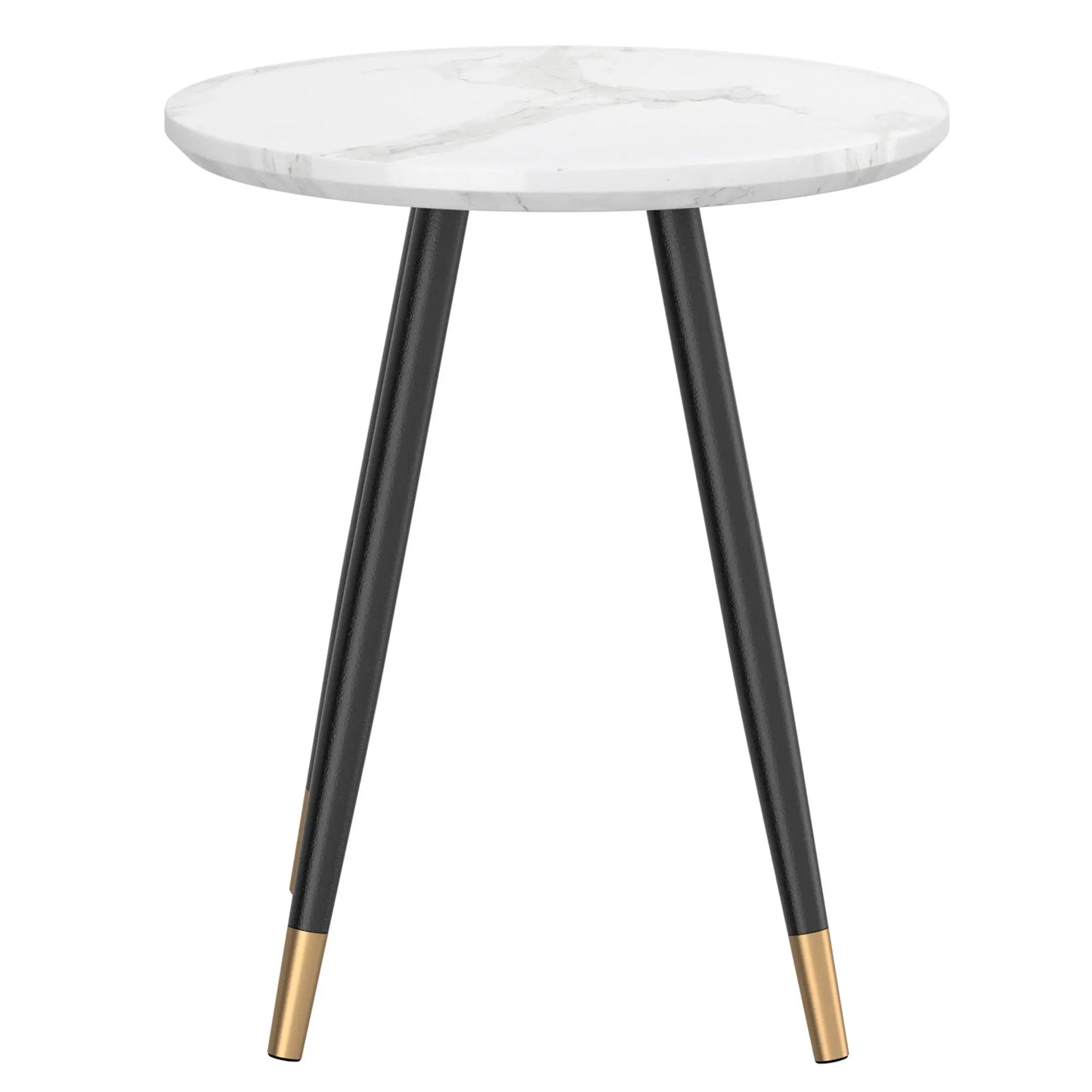 Emery Round Marble Side Table with Gold Accent