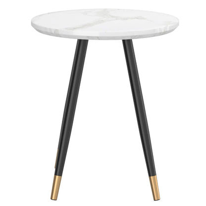 Emery Round Marble Side Table with Gold Accent