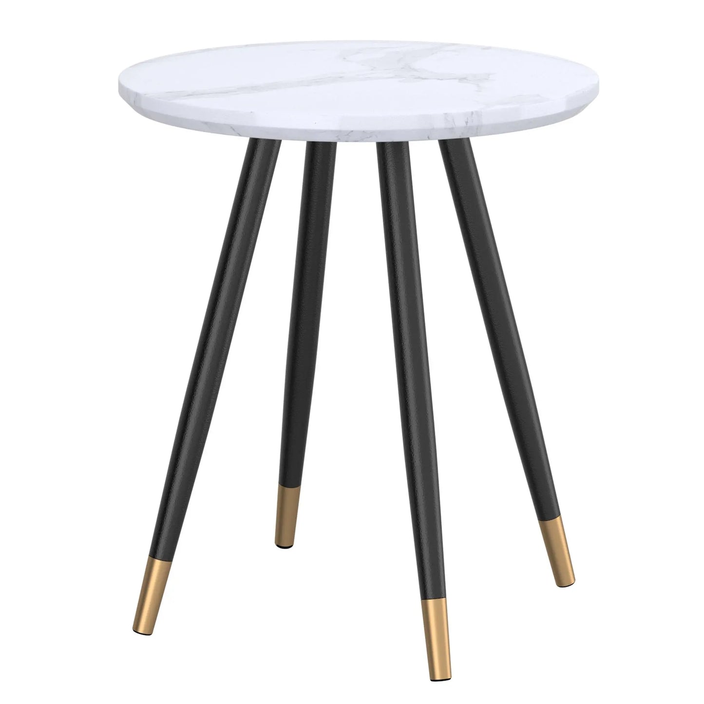 Emery Round Marble Side Table with Gold Accent