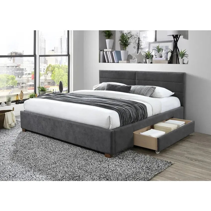 Emilio 78″ Grey King Storage Bed – No Box Spring Needed