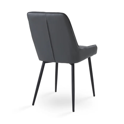Emily Modern Dark Grey Leather Dining Chair with Metal Frame
