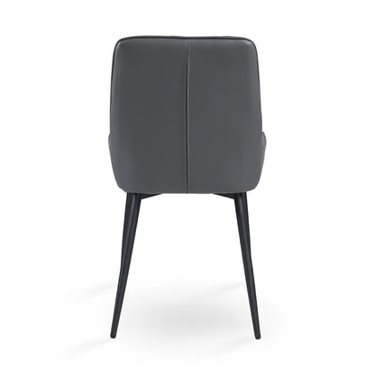 Emily Modern Dark Grey Leather Dining Chair with Metal Frame