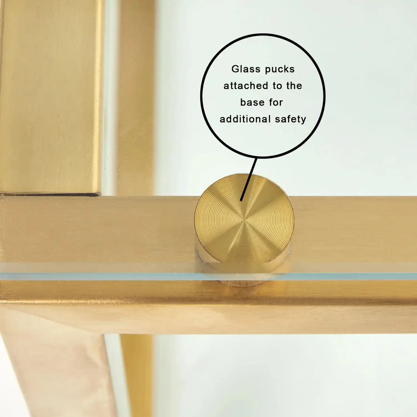 Barolo Gold Metal End Table – Brushed Gold Frame & Tempered Glass