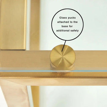 Barolo Gold Metal End Table – Brushed Gold Frame & Tempered Glass