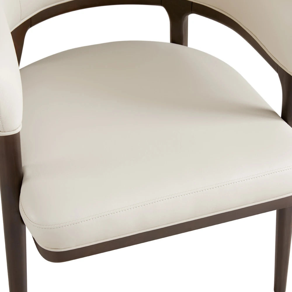Erica Modern Taupe Leather Dining Chair With Walnut Wood Legs